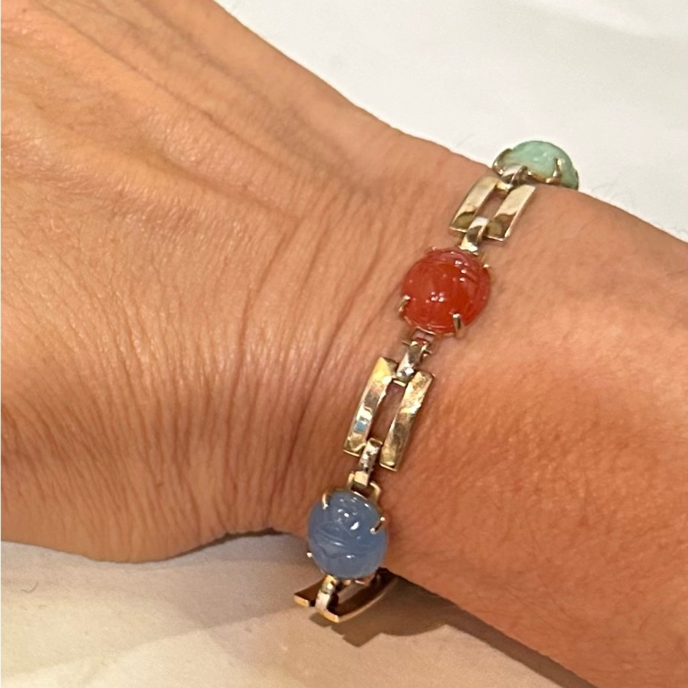 Vintage scarab, gemstone bracelet